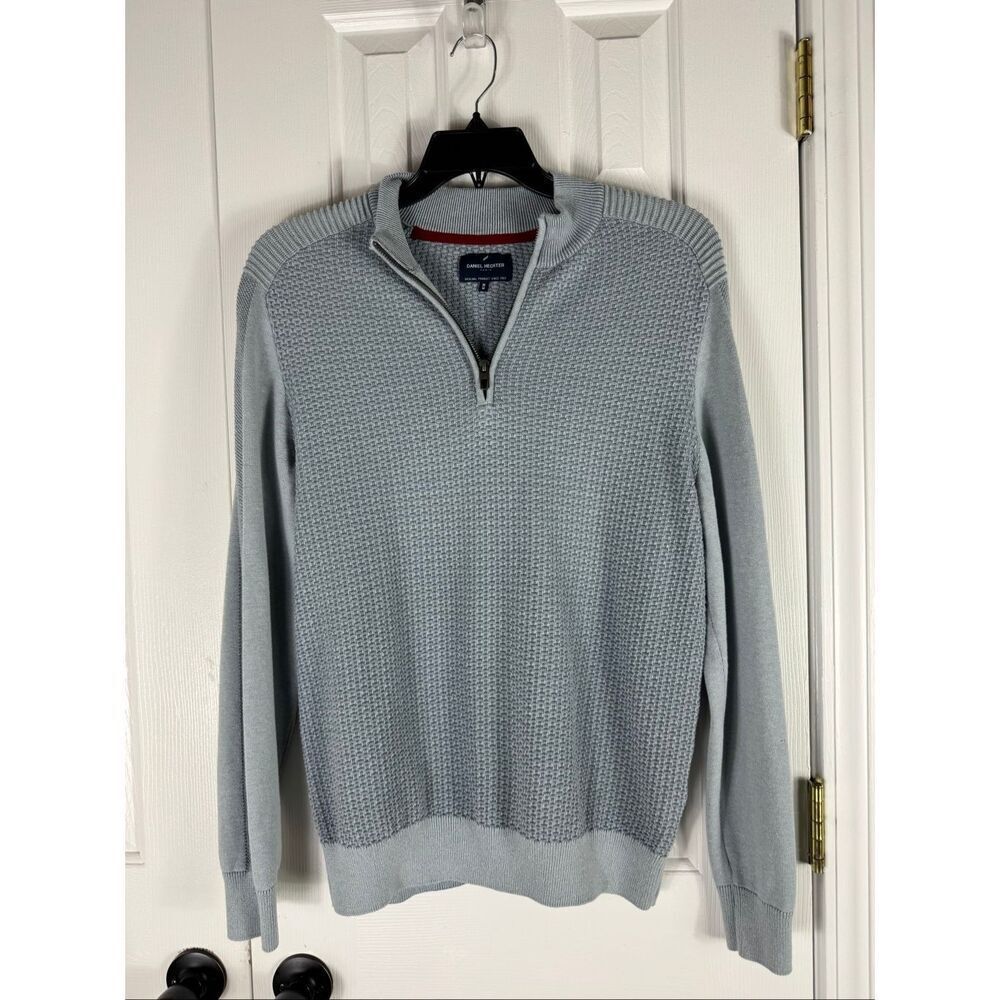 Daniel Hechter Paris Mens Blue Textured 1/4 Zip Sweater Size M